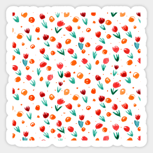 Watercolor tulips pattern - orange Sticker